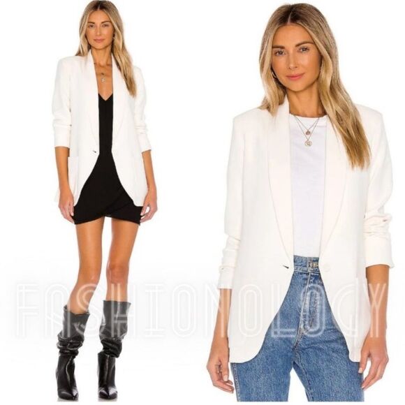 Amanda Uprichard Shawl Collar Tuxedo Blazer Single Button Ivory Casual sz Small - Picture 1 of 17